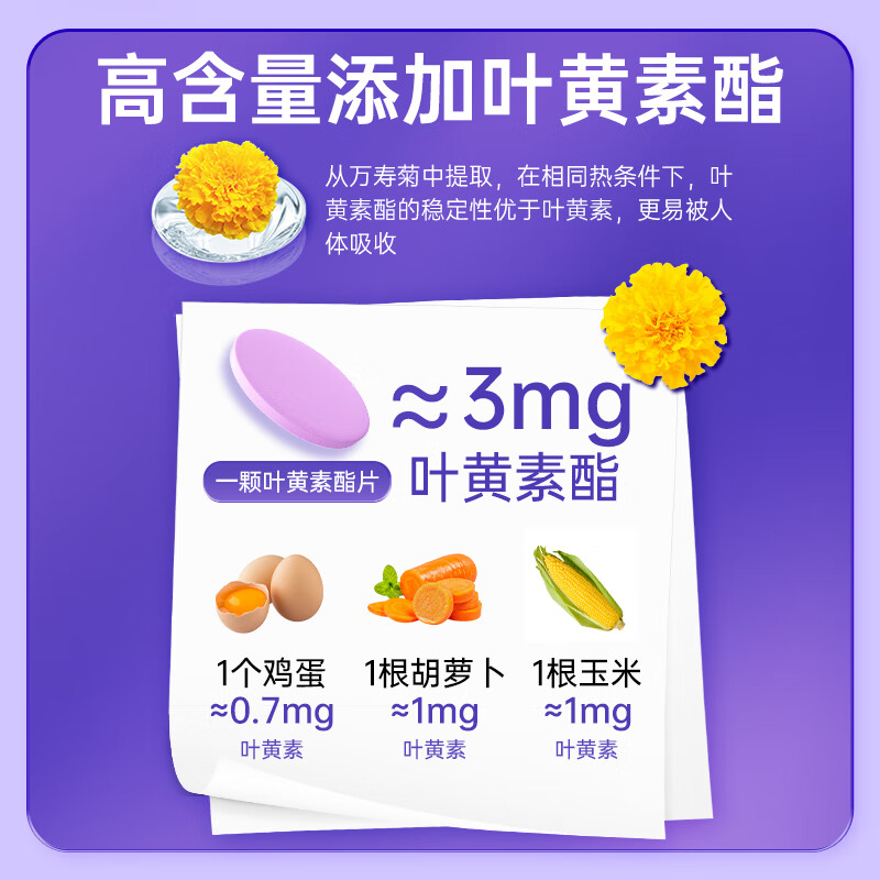 九芝堂蓝莓黑加仑叶黄素酯片60粒 叶黄素儿童青少年成人营养