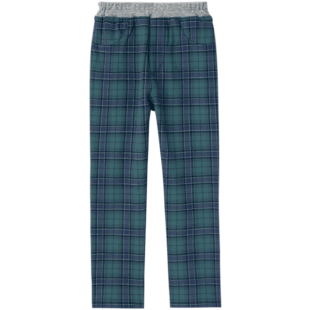千趣会童装25年秋季儿童长裤男女童纯棉休闲裤幼儿园宝宝百搭裤子 深绿色(格纹) 140 cm