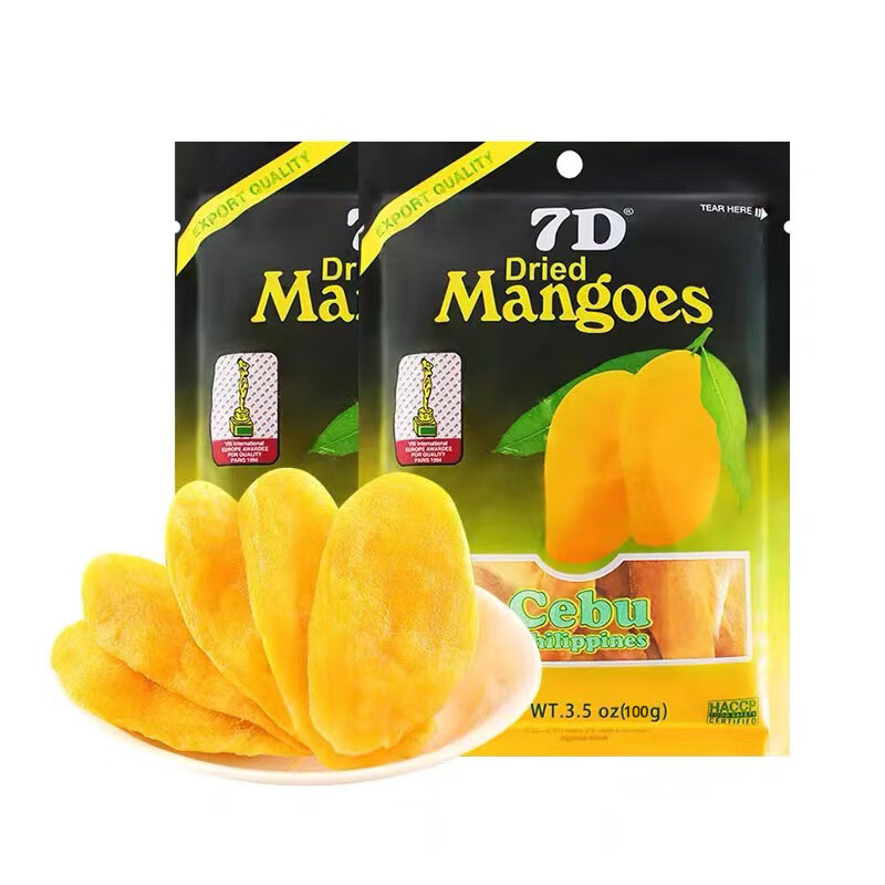 SMVP菲律賓7D芒果干500g水果干蜜餞果脯呂宋島凍干一箱裝零食品 7D芒果干100gx1包【菲律賓原裝假
