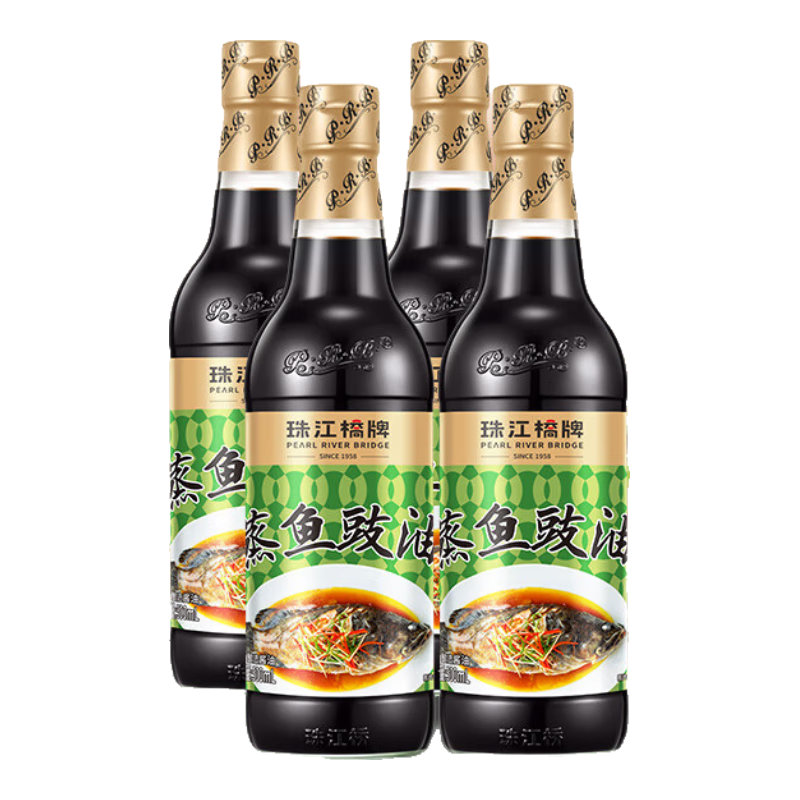 珠江橋牌【限廣東】蒸魚豉油500ml*4 非轉(zhuǎn)基因黃豆釀造醬油清蒸海鮮炒飯料