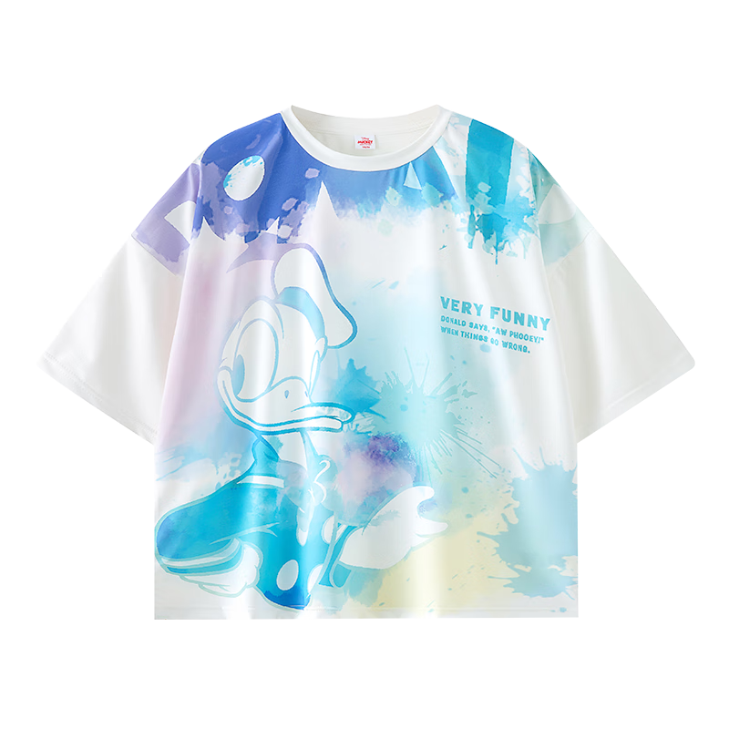 迪士尼（DISNEY）男童时尚卡通短袖T恤儿童中大童帅气半袖上衣25夏DS2410蓝150