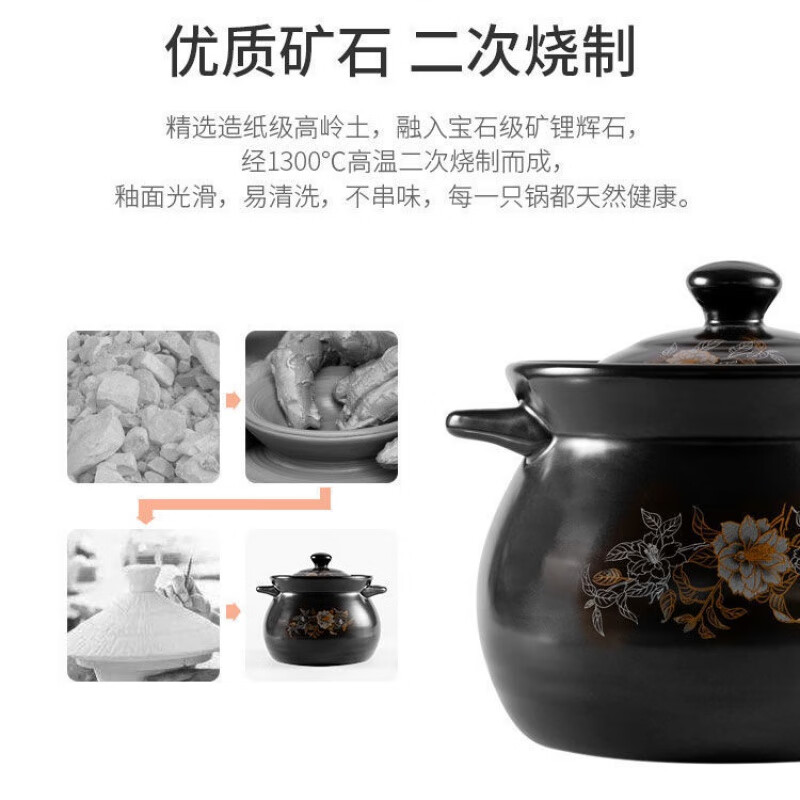 LZJV砂锅炖锅大号煲汤锅耐高温陶瓷煲汤煤气灶专用家用天燃气汤锅沙锅 试用【1.5L】1-2人 118900cm