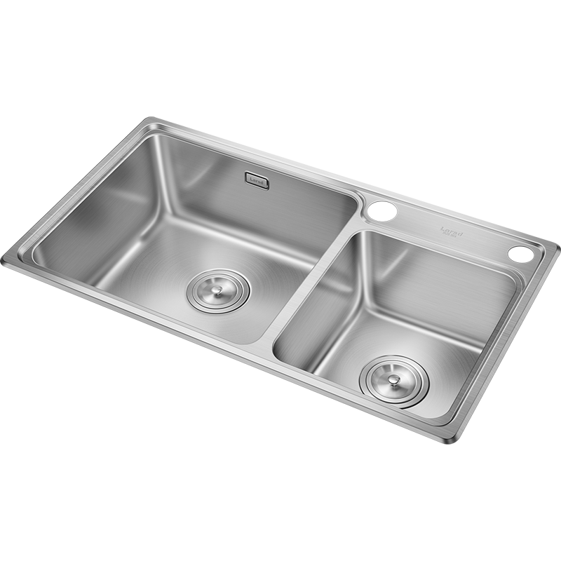 萊爾詩丹水槽大雙槽 加厚手工槽大容量304不銹鋼洗碗池含水龍頭LR7944