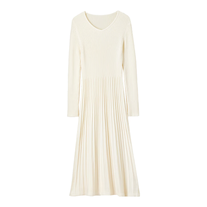 尚都比拉冬季保暖针织连衣裙简约休闲款气质长裙