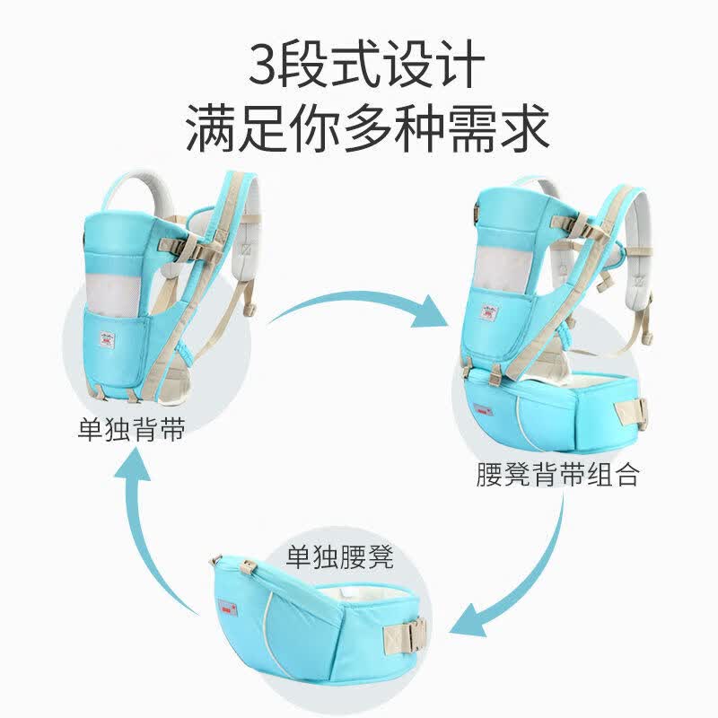 好易抱婴儿背带腰凳抱娃神器前后两用夏季透气宝宝前抱式小孩坐凳腰登 玫红色【腰凳背带两用款】