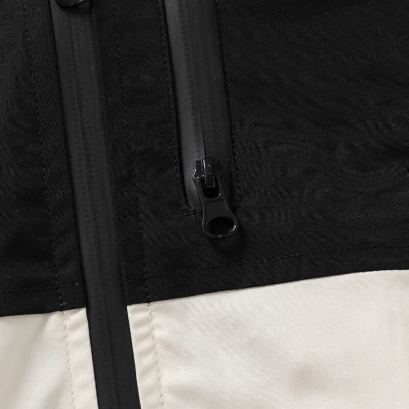 WELLKIDS儿童拉链外套春季新款男童夹克连帽衫韩版宝宝上衣潮春装 黑白拼 90