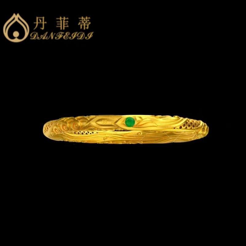 丹菲蒂「哪吒手鐲」哪吒乾坤圈手鐲鍍金色哪吒同款情侶手鐲銅 52碼