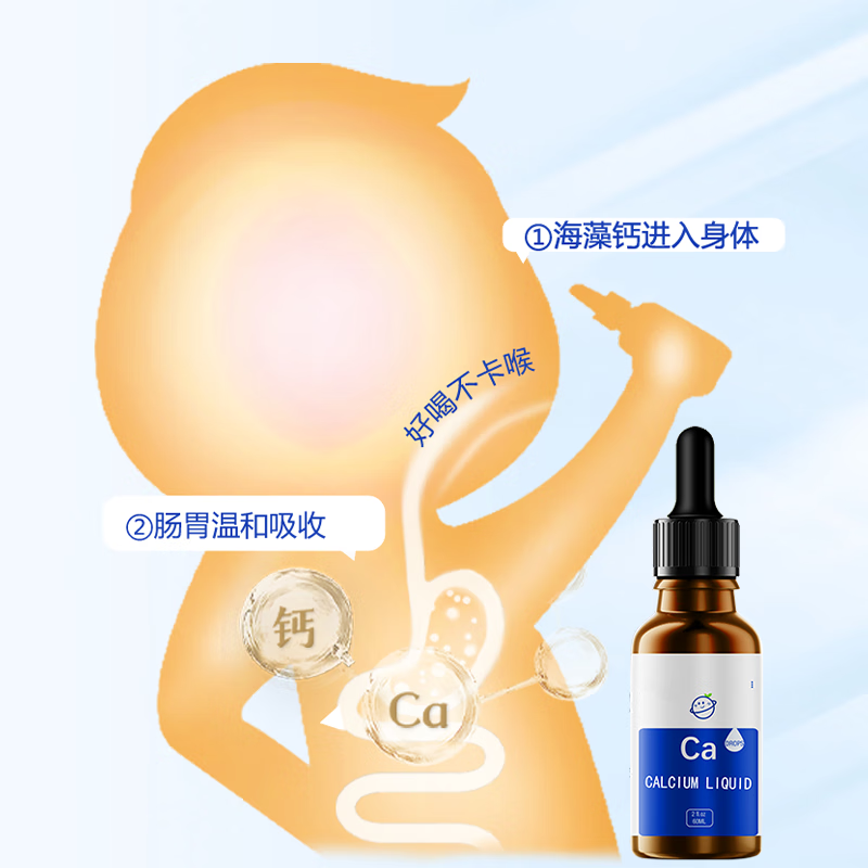 星空宝贝液体海藻钙Ca宝宝儿童钙60ml柠檬酸钙滴剂甘氨酸钙d3新西兰进口 60ml*1瓶(新西兰原装进口)