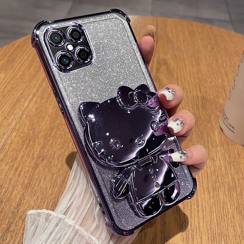 优瞐华为nzoneS7pro十手机壳zones7por保护5G硅胶套SP300全包s7防摔透明软壳nzone带支架女镜子加智选 【闪粉-玫瑰金】自带镜头膜全屏钢膜+KT猫化妆1 华为智选 NZONE S7 Pro+