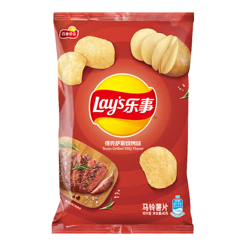 乐事（Lay's） 经典/大波浪/奇多系薯片 玉米棒40g/50g 单袋装办公室休闲零食 德克萨斯烧烤味40