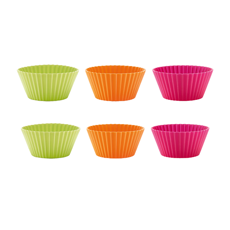 樂葵（Lekue）硅膠麥芬小蛋糕烘焙工具蒸烤米糕烘焙寶寶輔食品級烘培模具 炫彩麥芬杯6只裝/7厘米