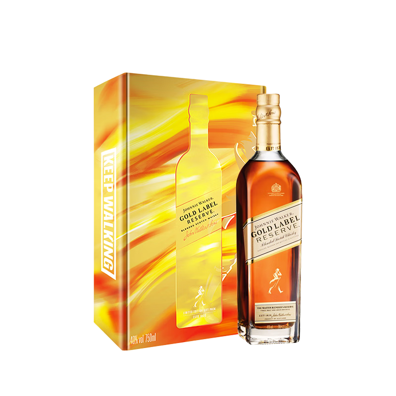 尊尼獲加（JOHNNIE WALKER）金方金牌定制禮盒 男士禮物 蘇格蘭調(diào)和威士忌 750ml