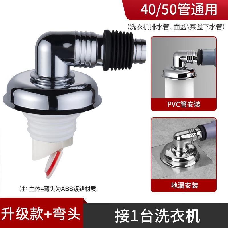 潜水艇洗衣机地漏排水管接头三通滚筒洗衣机排水管下水道防臭密封 (升级款带芯防臭)接一台洗衣机