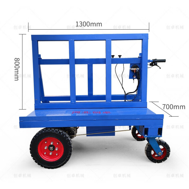 kankeirr电动四轮新款工地拉板车推车电动拉玻璃折叠车运输车石膏板运