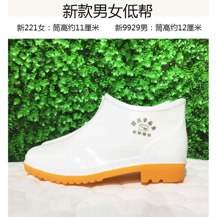 雙星（shuangxing）雙星男女白色雨鞋低幫防滑食品衛生靴中筒雨靴高筒食品廠(chǎng)水鞋加絨 新款低幫221-9929-1不加絨 35 女士