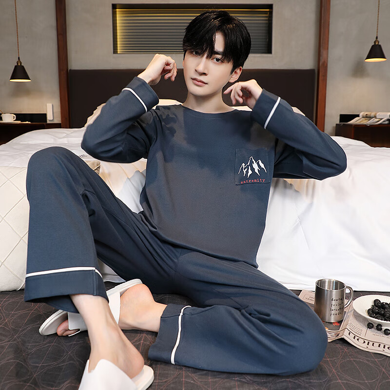猫人精梳纯棉 180g 圆领男士家居服可外穿100%纯棉2025春季新品 49M75081 3XL