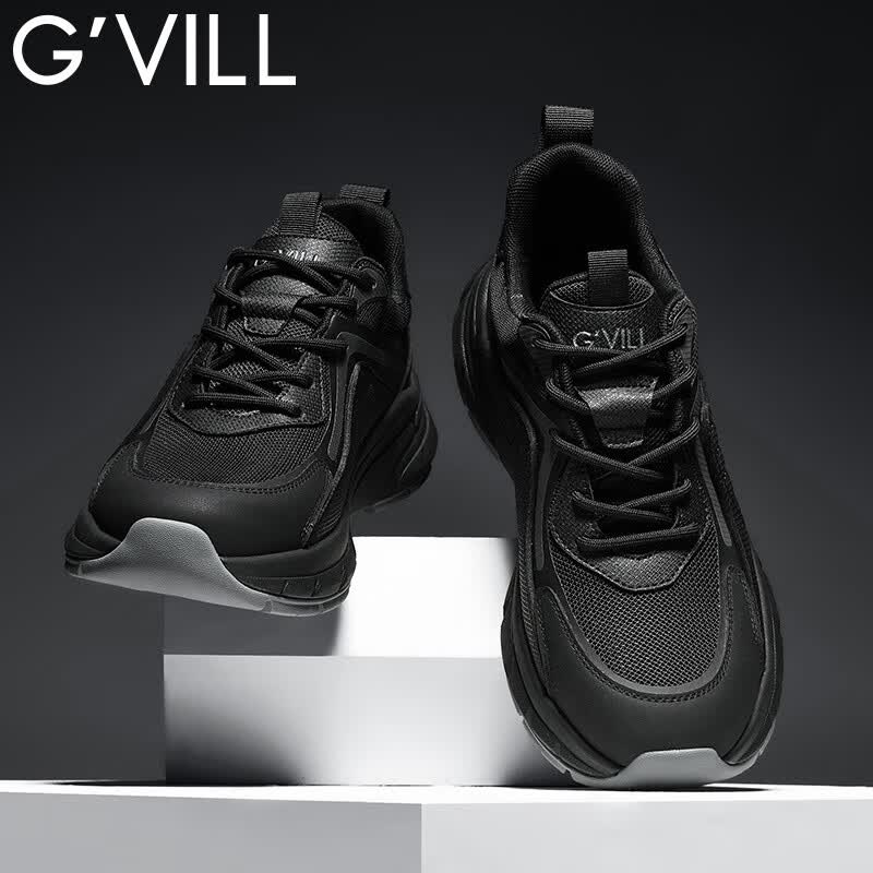 贵之步秋冬季男鞋新款软底防滑舒适真皮休闲鞋缓震商务皮鞋厚底增高 黑色 （G902) 43 （皮鞋码）