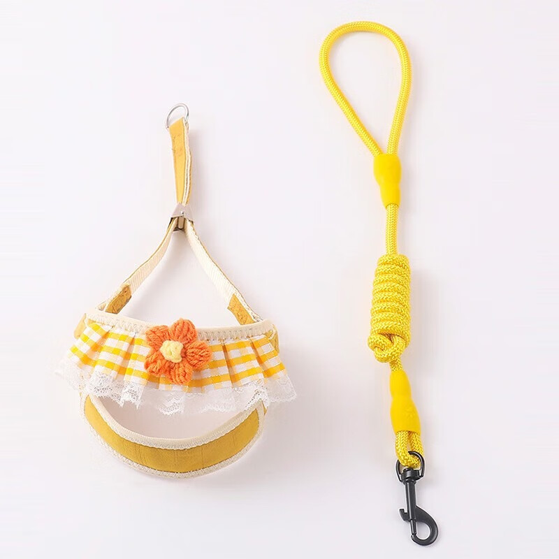 拉维佩特（LOVINGPET） 狗狗牵引绳胸背带 泰迪狗绳子可调节幼犬牵引绳小型犬遛狗绳子 蓝色 M 7-15斤左右 胸围35-60cm