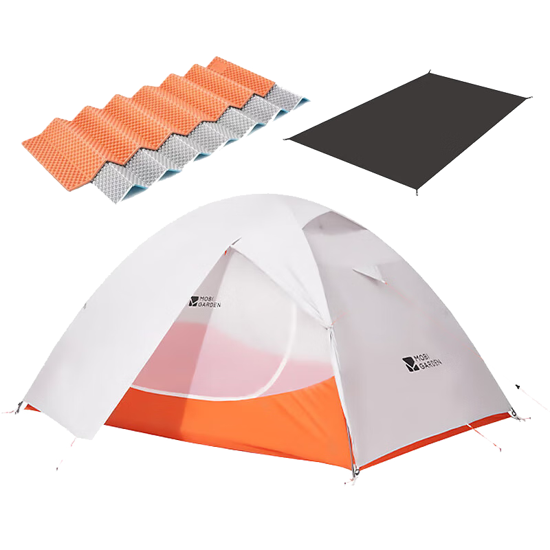 牧高笛（MOBIGARDEN）冷山UL2帳篷戶外徒步露營防風防暴雨大空間雙層三季鋁桿帳篷 冷山UL2+單人蛋槽墊+地墊【套裝一】