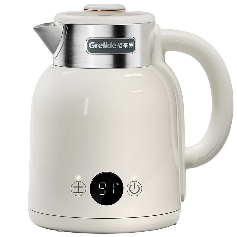 格来德（Grelide）烧水壶多段保温调温电热水壶1.5L无缝内胆恒温壶304不锈钢电水壶开水壶煮水壶D2315E-象牙白