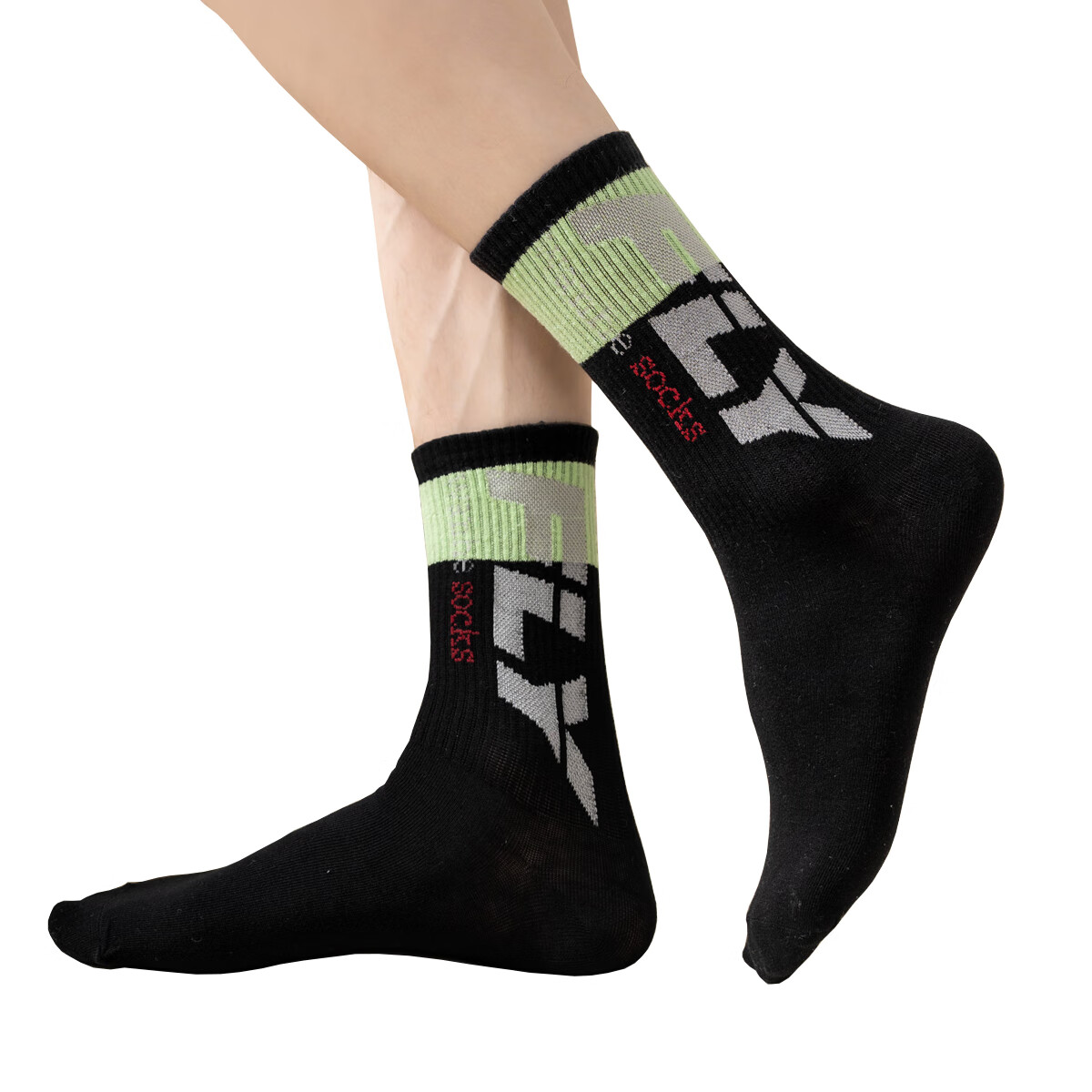 芝麻时光7A抗菌防臭 运动袜潮流袜子男袜篮球精梳棉中长筒四季均码38-46码 拍1发5【混色】F包含赠送共发 5双 均码 38-46码