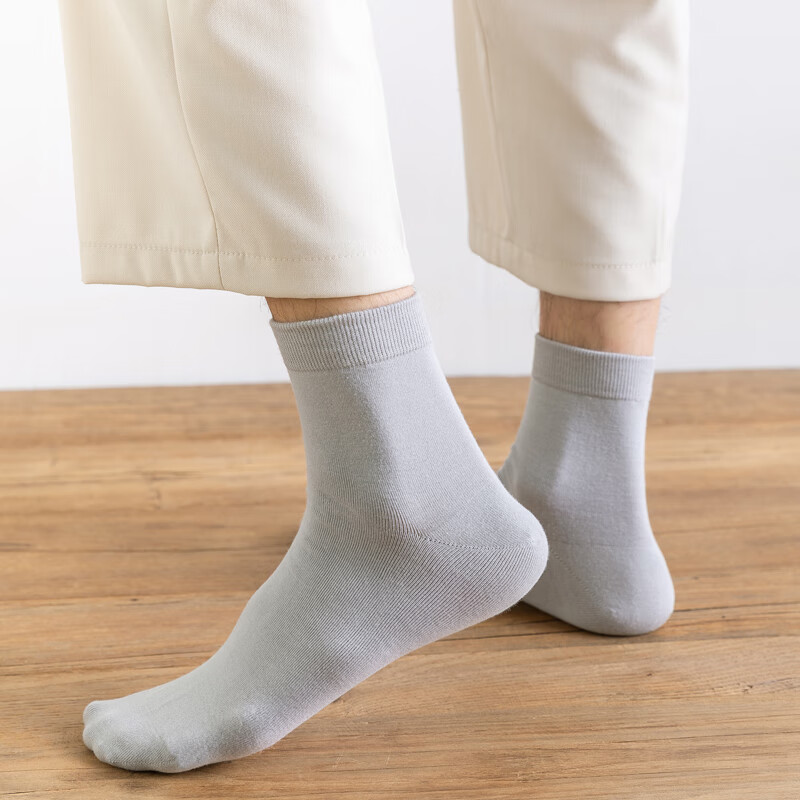 CK长袜子男士纯棉中筒吸汗透气运动商务休闲防臭弹力款式男袜子 W6CK 2黑+2墨蓝+2深灰 6双 均码 推荐40.5-44.5