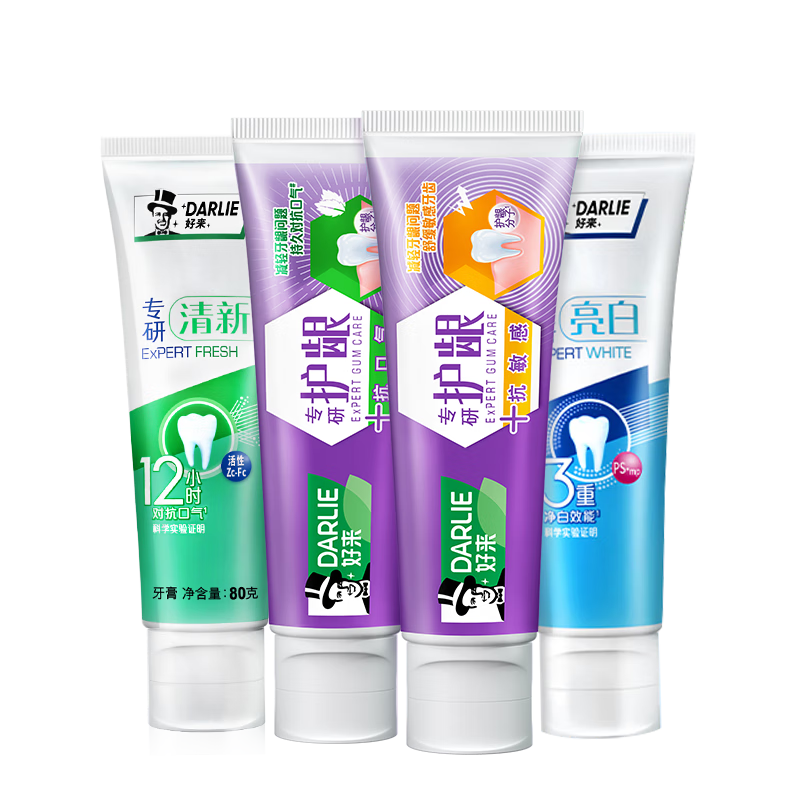 好来(原黑人)专研亮白护龈牙膏去牙渍烟渍美白清新口气4支480g