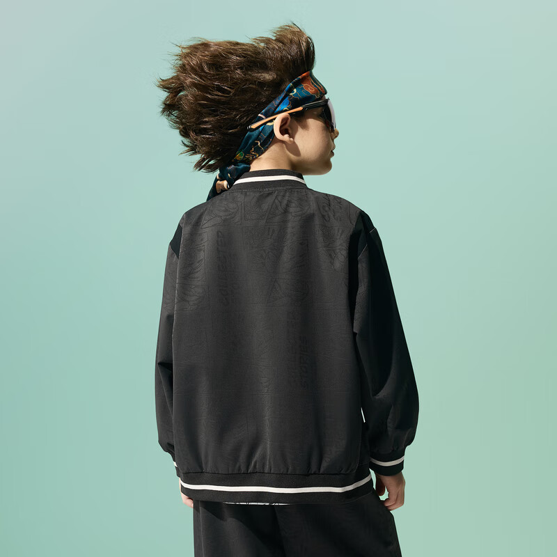 马骑顿(MQD)【国潮系列】MQD童装男童棒球外套2025春秋季新款儿童国风刺绣上 黑色 150