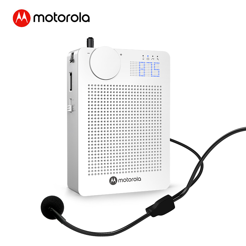 摩托罗拉（Motorola）VA100小蜜蜂扩音器 教学专用 便携式插卡音响 扩音器喇叭 导游话筒 FM收音机 白色
