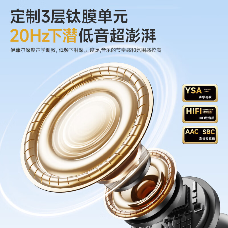 伊菲尔（Eifer） 916 Pro 主动降噪无线蓝牙耳机入耳式高音质超长续航游戏模式防水防汗运动 流光白（智联APP版） ANC主动降噪+低音增强+定位查找