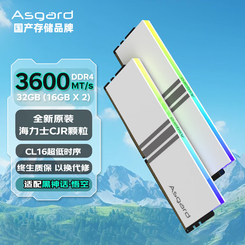 ��˹���أ�Asgard��32GB(16Gx2)��װ DDR4 3600 ̨ʽ���ڴ��� RGB����-Ů�����߶����� ����ʿCJR����