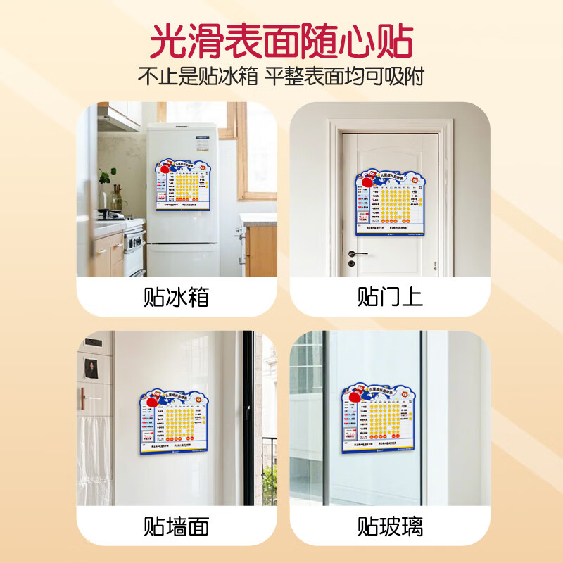 猫太子儿童成长自律表奖励打卡记录表学习计划表墙贴孩子的积分奖励贴纸家庭版提示牌鼓励小学生好习惯 中国红-升级款（56颗星星+8颗皇冠）