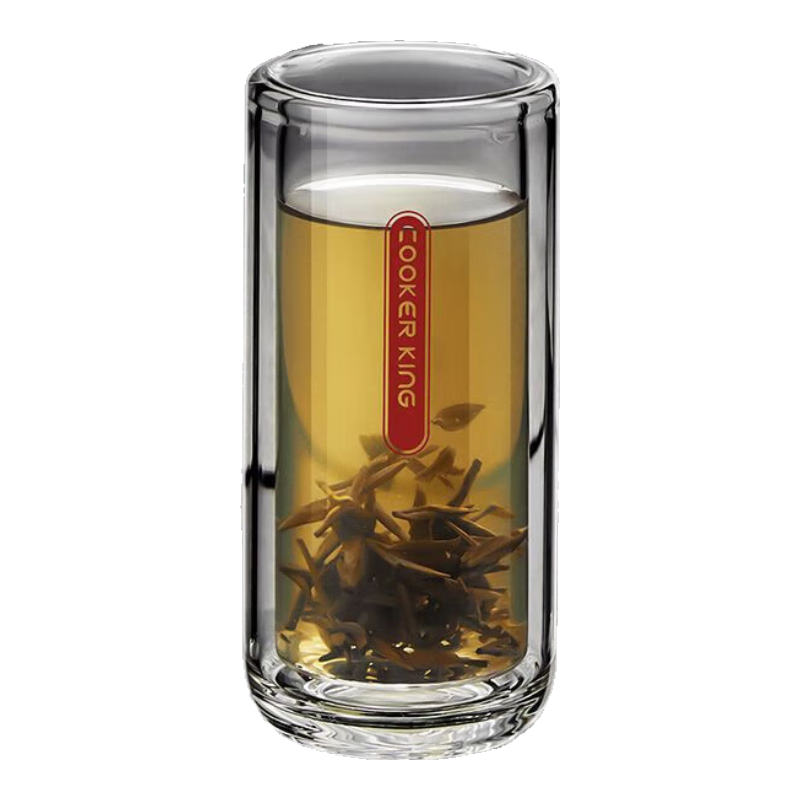炊大皇（COOKER KING）雙層透明玻璃杯個(gè)性精致茶杯隔熱家用喝水茶飲專用戶外運(yùn)動(dòng) 茶飲佳配x2230ml 炊大皇雙層玻璃杯