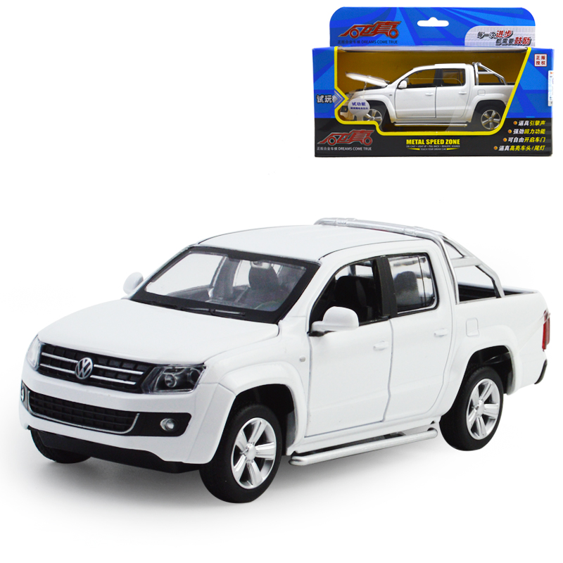 彩珀1:32大众皮卡车模型运输皮卡仿真合金回力可开门皮卡汽车玩具