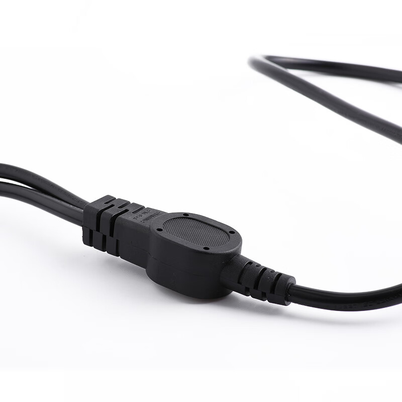 春程三插电源线电源线三孔连接线一分二短线 一拖二三插品字头 无氧纯铜芯1MM粗线芯适用电脑显示器