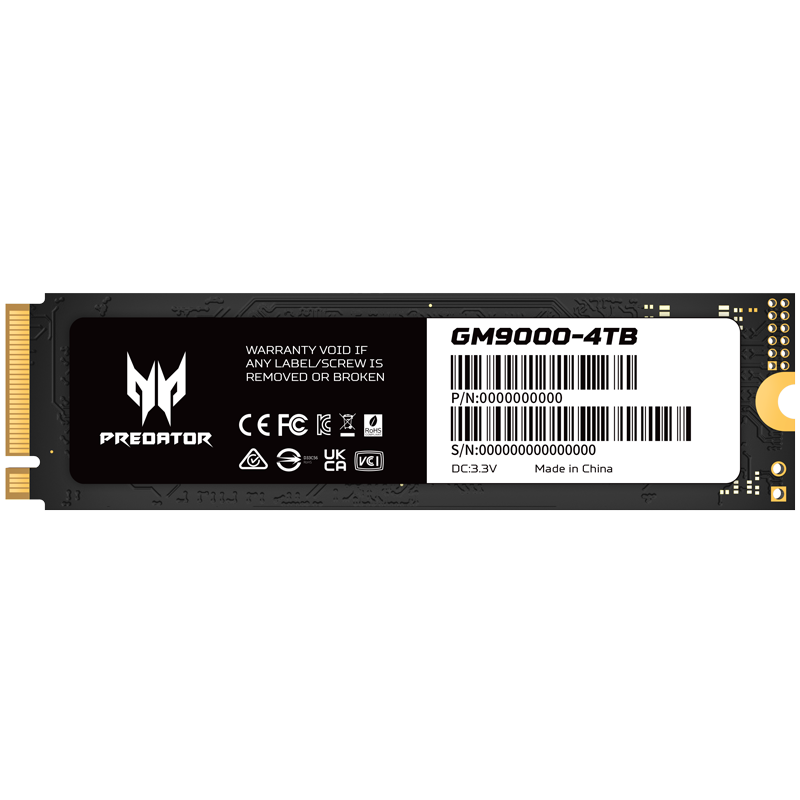�곞�Ӷ��ߣ�PREDATOR��4TB SSD��̬Ӳ�� M.2�ӿ�(NVMeЭ��) GM9000����ϵ�� NVMe PCIe 5.0����14000MB/s AI���Դ洢���