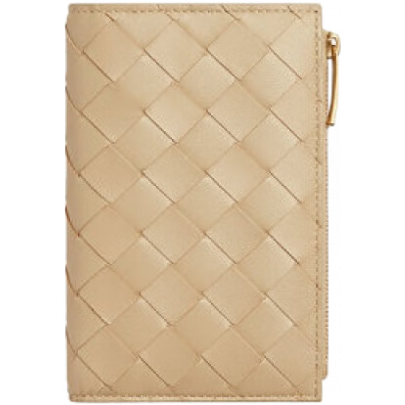 葆蝶家（BOTTEGA VENETA）  女士中號棕色小羊皮拉鏈雙折錢(qián)包 667468VCPP29776   棕色