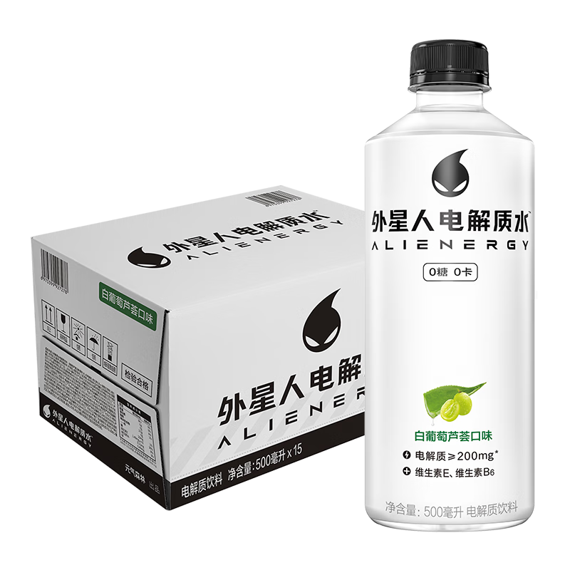 外星人电解质水0糖0卡饮料 白葡萄芦荟口味 500mL*15瓶