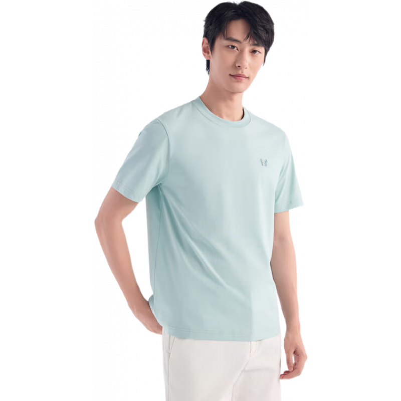 九牧王【3A抗菌 凉感】短袖T恤男士2025夏季薄款易打理圆领T恤父亲节 标准版+浅绿+TT2EX2AB130 S 165/88A(46) 517元(合172.33元/件)