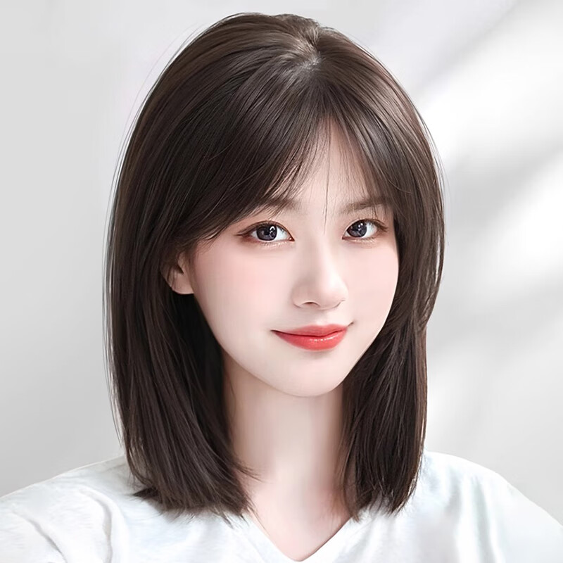 千丝雅假发全头套女自然蓬松减龄初恋锁骨发递针无痕隐形真发短发假发套 双递针【自然色】30cm 中发 气质中分款