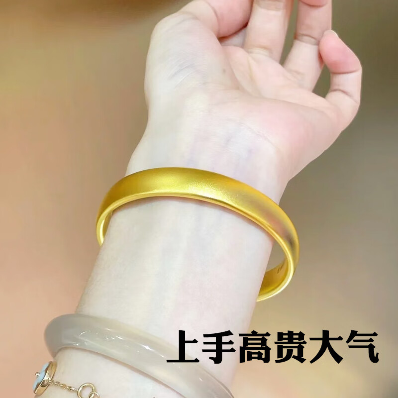 越南沙金手镯古法传承轮胎宽版手镯女仿真黄金实心小众 轮胎手镯内径62:(130-165斤)