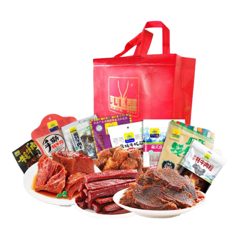 可可西里牦牛肉干全口味全家福大禮包 青藏特產(chǎn)零食小吃風干牛肉禮品 全家福肉干禮包