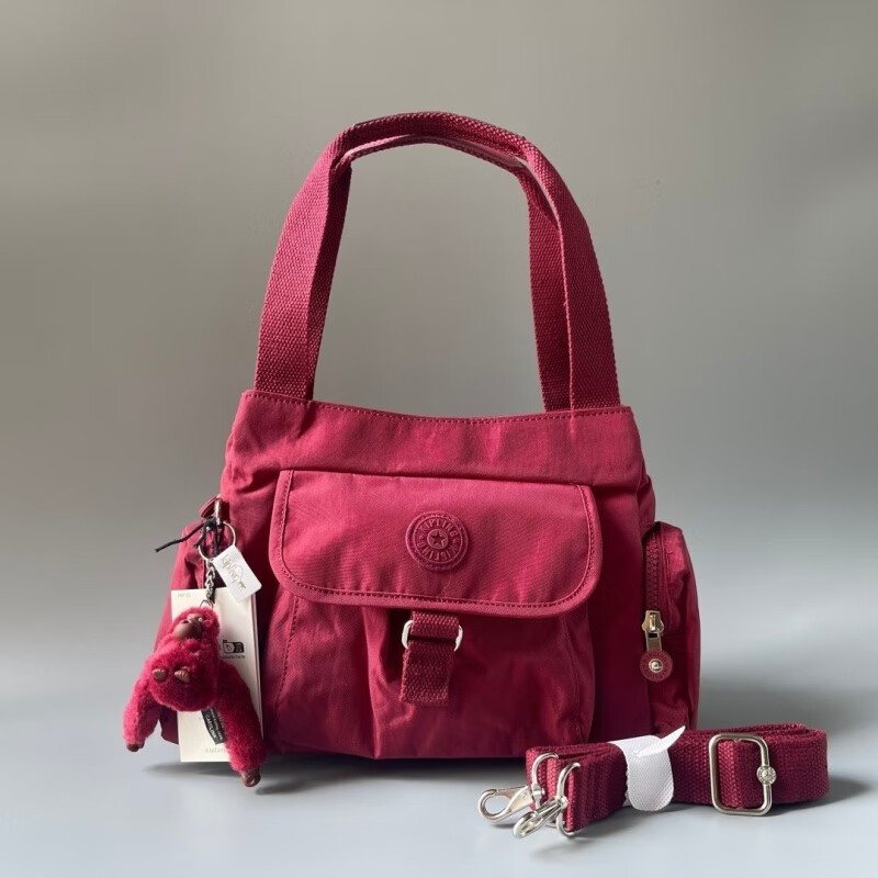 凱浦林凱浦林猴子包單肩斜挎包休閑多層口袋手提包防水尼龍旅行包輕女包 紅