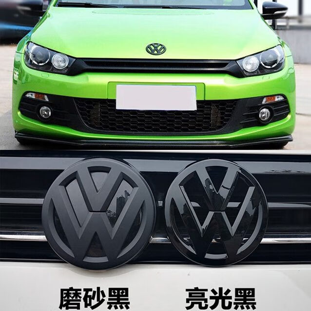 九猴适用于大众09-17款尚酷专用改装个性黑色车标装饰贴黑色免拆车标 无原车标或想拆标请拍替换款