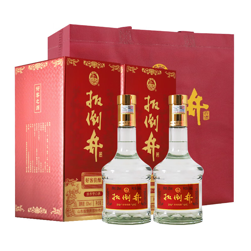 扳倒井白酒 52度好客佳酿 纯粮酿造浓香型礼盒包装 自饮送礼白酒 52度 500mL 6瓶 （搭配手提袋）