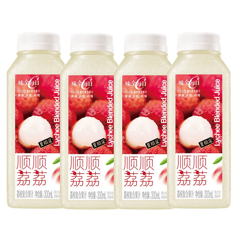 味全果蔬汁荔枝汁果汁飲料順順荔荔冷藏低溫限定荔枝水每日C 荔枝汁300ml*4瓶