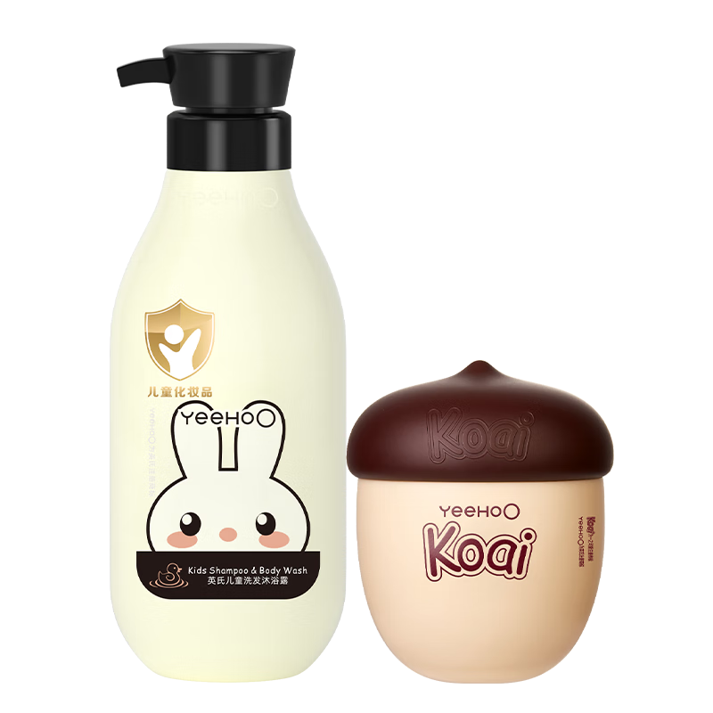 YEEHOO儿童面霜 婴儿面霜 儿童洗发水沐浴露二合一 洗沐护肤套装