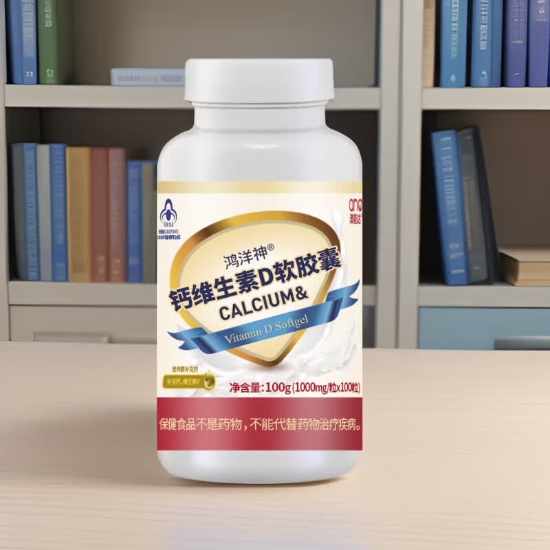 澳能达钙维生素D软胶囊碳酸钙液体钙钙片中老年成人补钙中老年保健品 100粒/1瓶