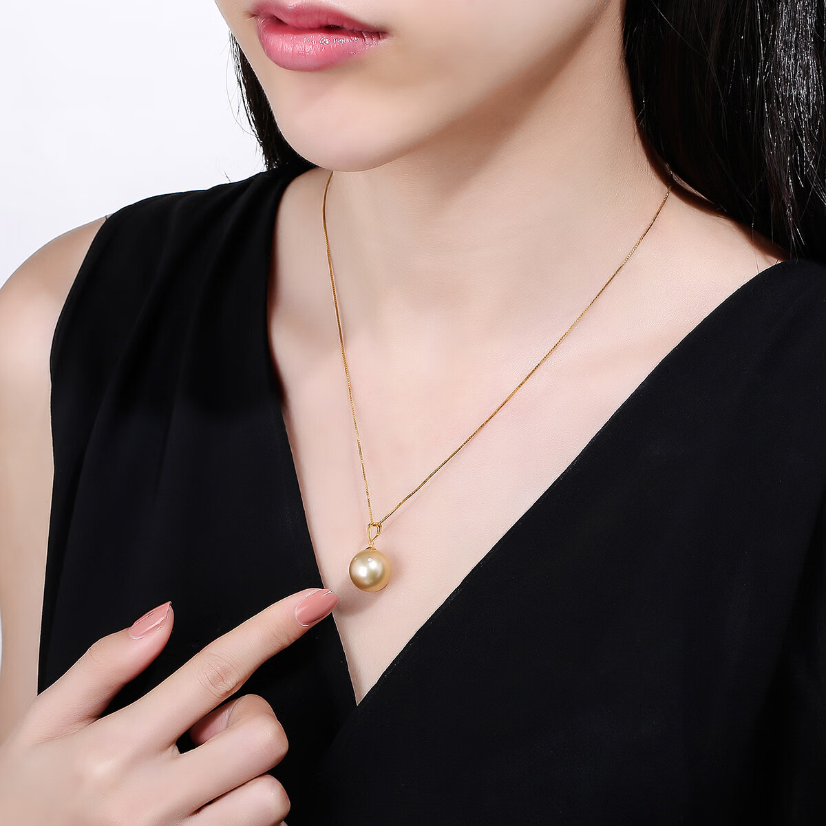 珍珠皇后优雅18K金南洋金珠吊坠 正圆强光海水珍珠项链女生日礼物送女朋友 【11-12mm】+s925银链