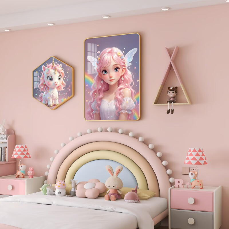 现代女孩儿童房装饰画男孩儿卧室床头挂画公主房间背景壁画免打孔 紫蝎战甲(蓝架子) PVC黑色(28寸)1.5-1.8米床